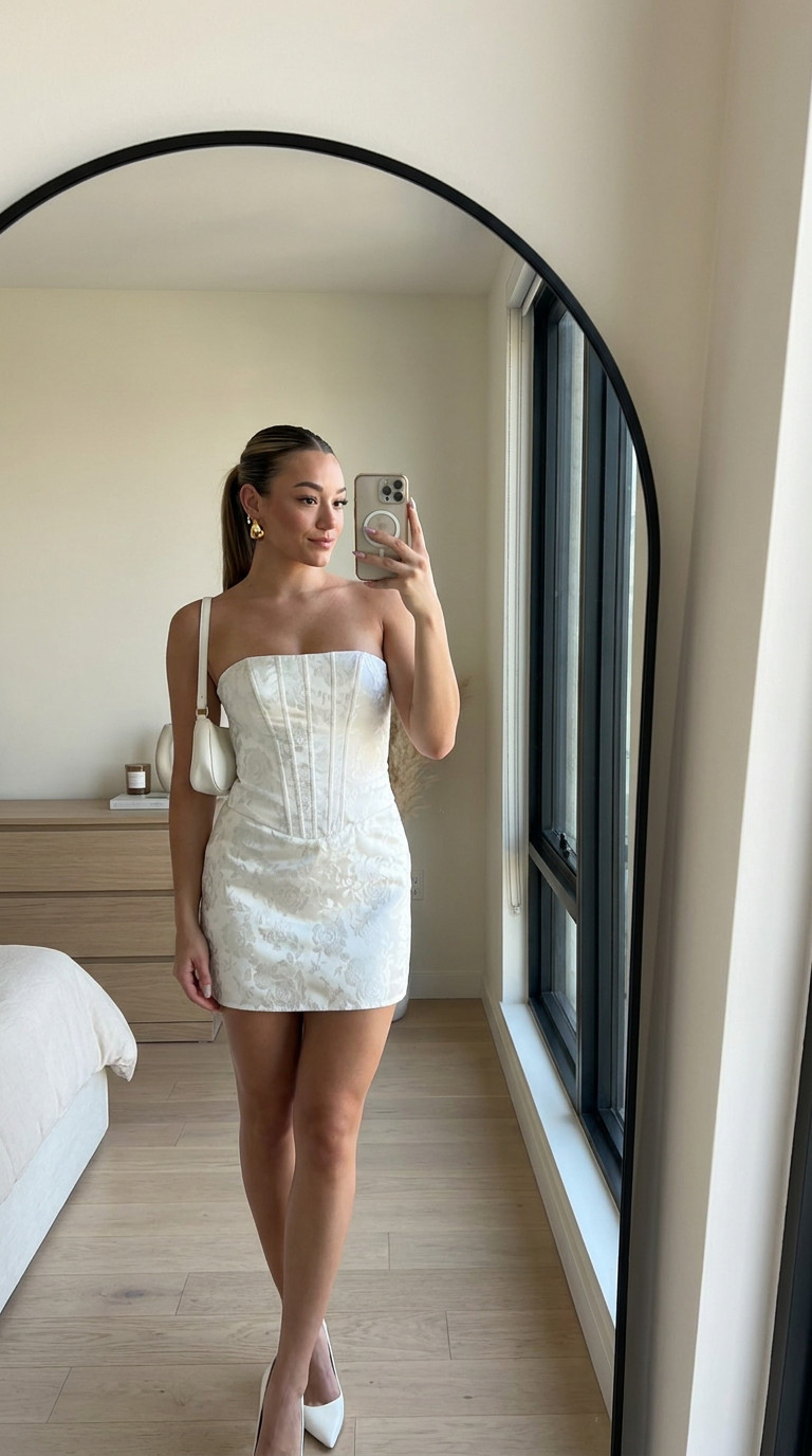 White Corset Mini Dress for Bride

The perfect structured white corset mini dress for engagement parties, bridal showers, rehearsal dinners, courthouse weddings, bachelorette dinners, and bridal photos. 

 #LTKWedding