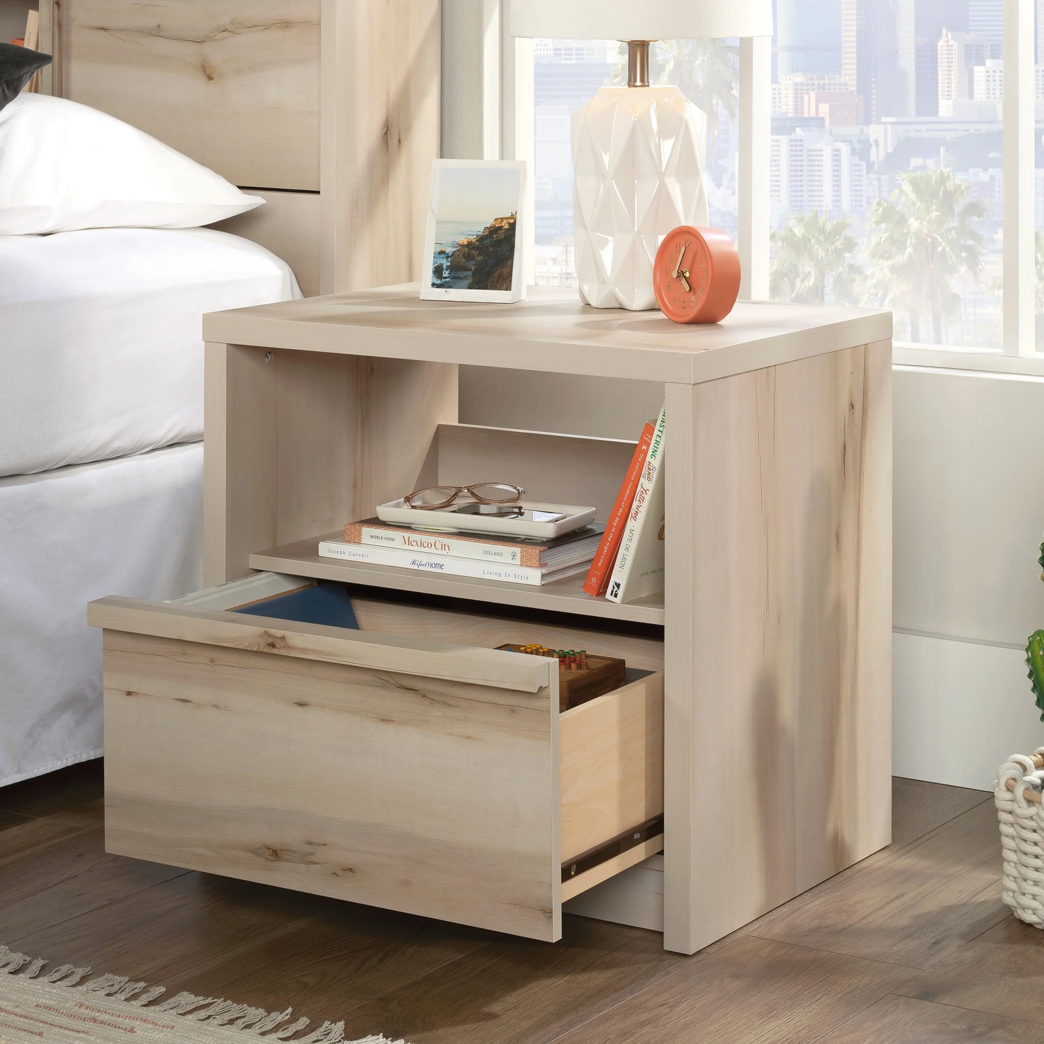 Sauder Harvey Park 1-Drawer Nightstand, Pacific Maple Finish - Walmart.com | Walmart (US)