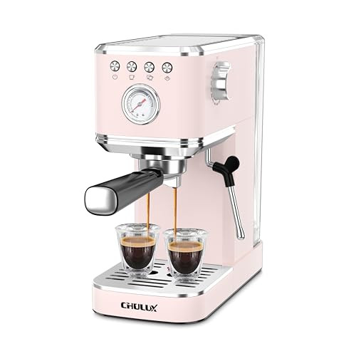 CHULUX Slim Espresso Machine with Milk Frother, 20 Bar Professional Italian Pump Espresso Coffee Machine for Home Cappuccino & Latte Maker, Stainless Steel, Pink | Amazon (US)