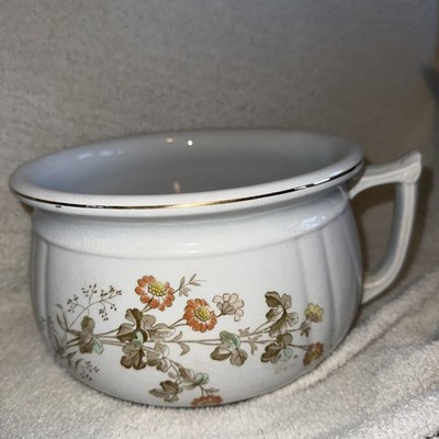 Antique Iron Stone China OP Co Chamber Pot Floral Design Handle No Lid | eBay US