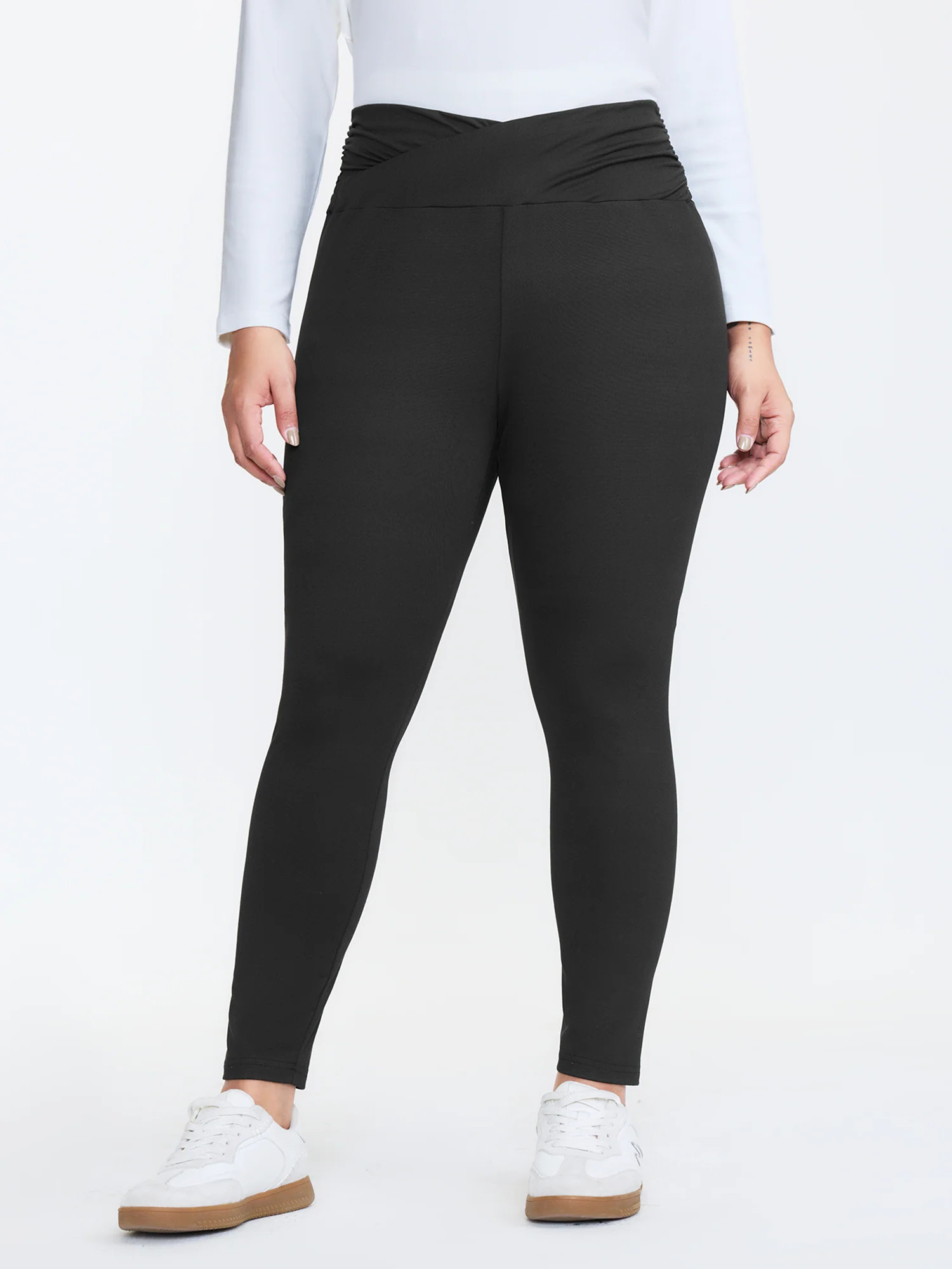 Stretchy Cross Waist Slim Fit Leggings | Bloomchic