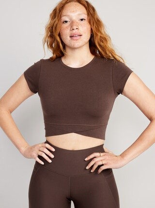 PowerChill Cropped Cross-Front T-Shirt for Women | Old Navy (US)