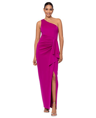 XSCAPE Women's One-Shoulder Ruffled Long Fit & Flare Dress - Macy's | Macy's
