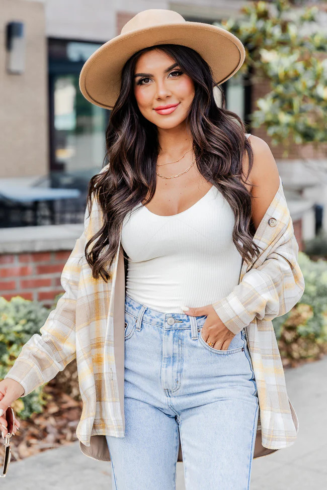 You're All Mine Yellow Plaid Shacket | Pink Lily