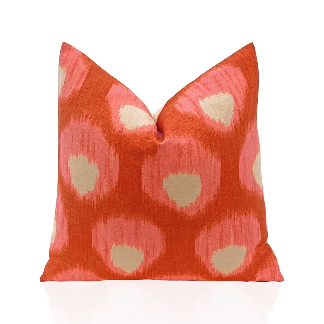Peter Dunham Bukhara Pillow in Pink Orange Decorative Throw - Etsy | Etsy (US)