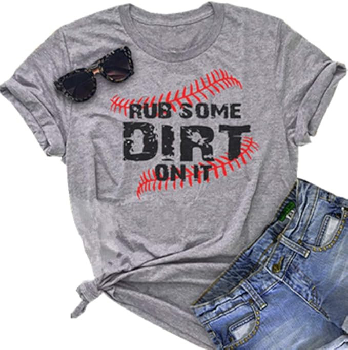 Baseball T Shirts for Women Baseball Mom Tshirt Softball Graphic Tee Tops Game Day Gifts Casual S... | Amazon (US)