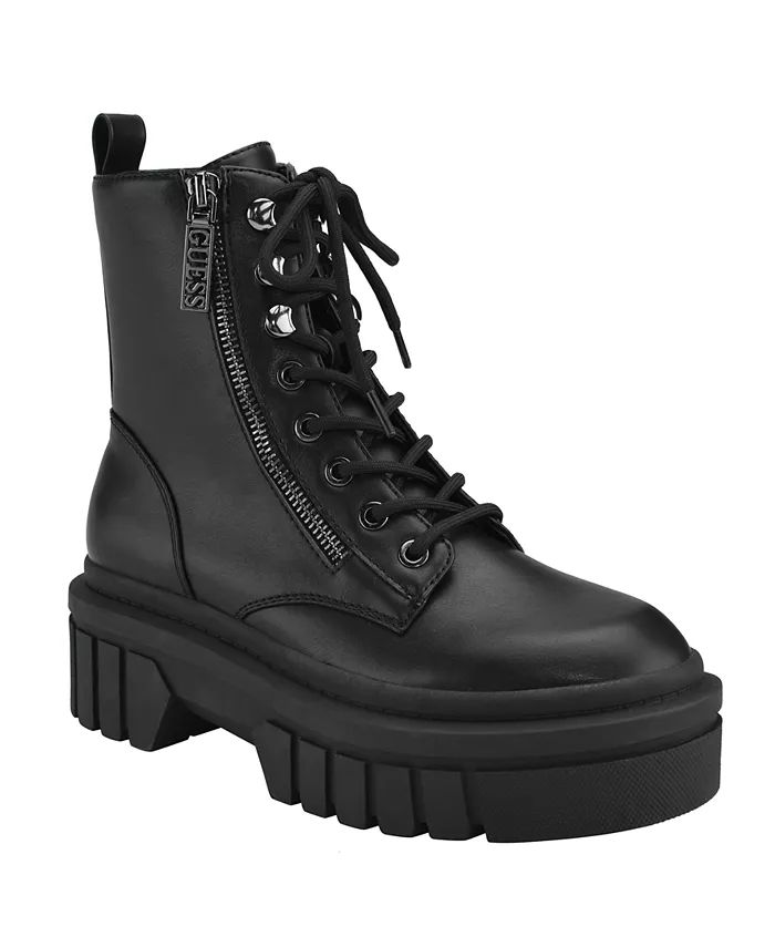 GUESS Women's Ferina Combat Lug Sole Lace Up Boots & Reviews - Women - Macy's | Macys (US)