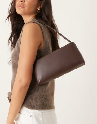 ASOS DESIGN minimal 90s shoulder bag in chocolate | ASOS (Global)
