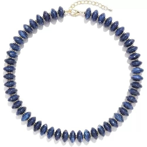 JNF Chunky Beaded Necklace for Women Colorful Large Resin Beads Choker Necklaces Big Bead Boho Statement Neck Summer Prom Jewelry (bead necklace navy blue) | Amazon (US)