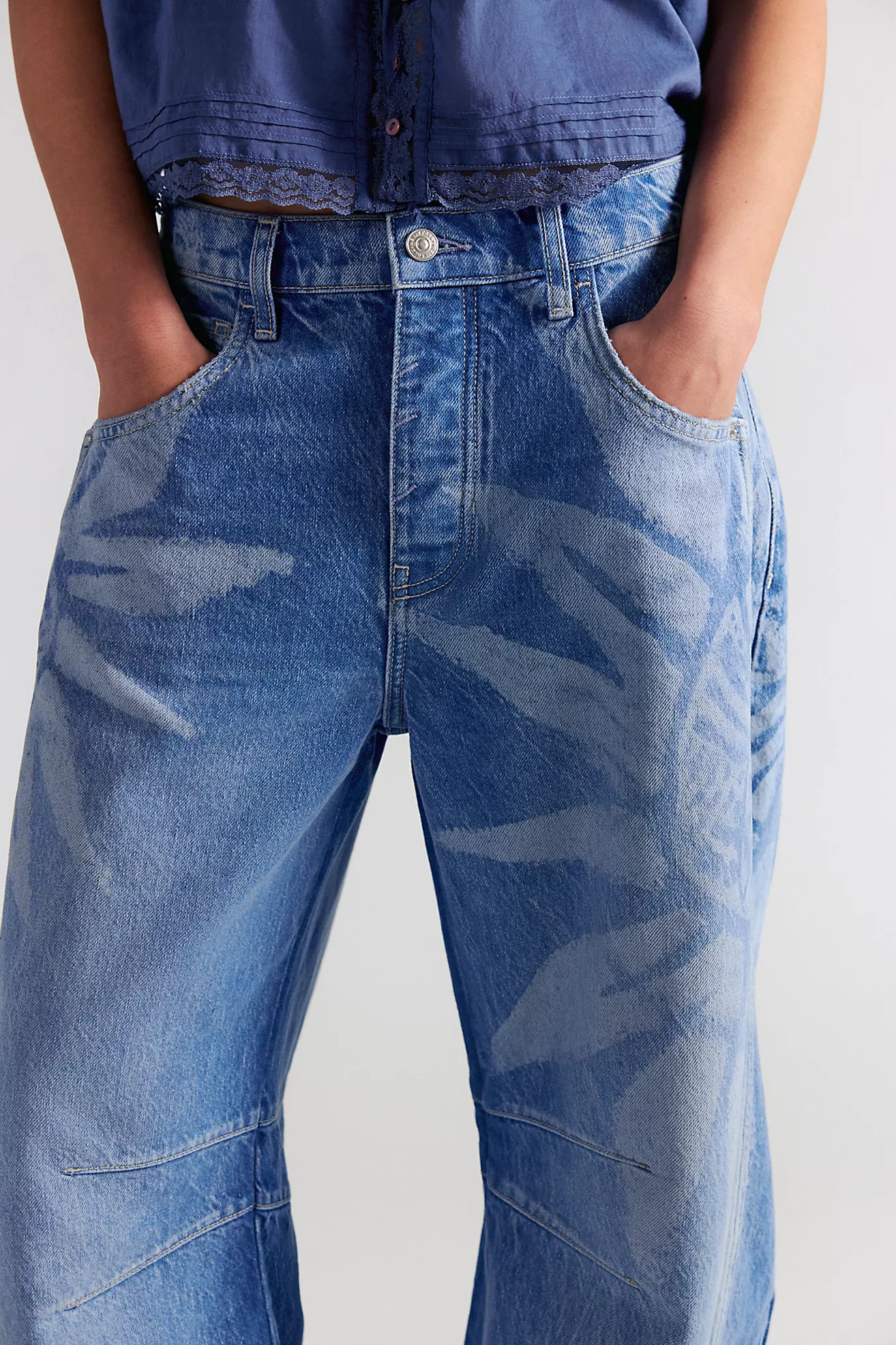 We The Free Good Luck Printed Barrel Jeans | Free People (Global - UK&FR Excluded)