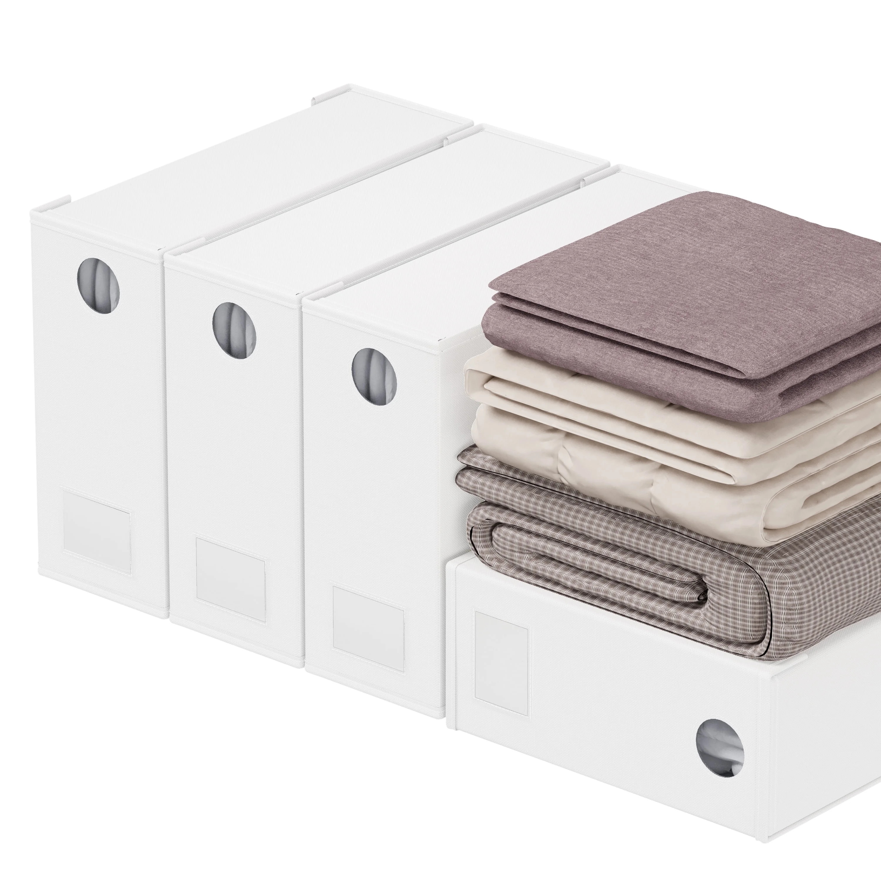 SpaceAid 4 Pack Sheet Organizers and Storage, Queen & King Size, White, Fabric | Walmart (US)