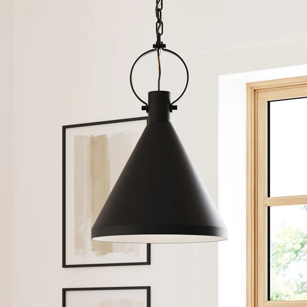 Nate Black Ceiling Pendant Light, Hanging Fixture | With Metal Shade | Industrial Adjustable Chai... | Nathan James