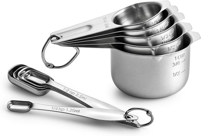 Spring Chef Stainless Steel Measuring Cups and Spoons Set of 10 w/Leveler | Stackable Metal Measu... | Amazon (US)