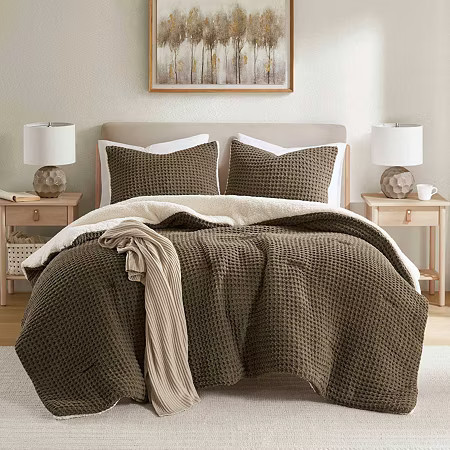 Madison Park Ellis Chenille Sherpa Reverse Soft Comforter Set, One Size, Brown | JCPenney