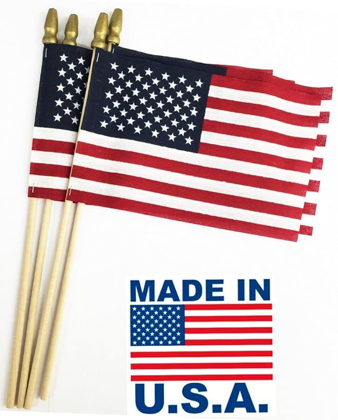 GiftExpress Set of 12, Proudly Made in U.S.A. Small American Flags 4x6 Inch/Small US Flag/Mini Am... | Amazon (US)