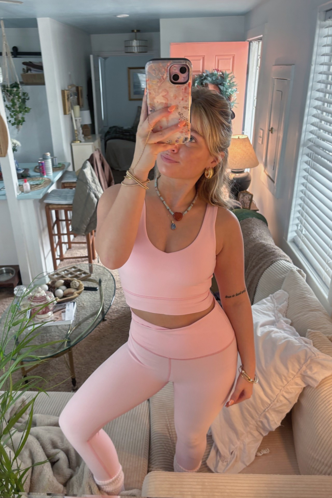 this set feels like valentines 💌 🩷💐 wearing a small top and medium bottoms-definitely could have sized down to my normal size in the bottoms but they still fit good! 

#LTKootd #LTKdayinmylife #LTKValentine