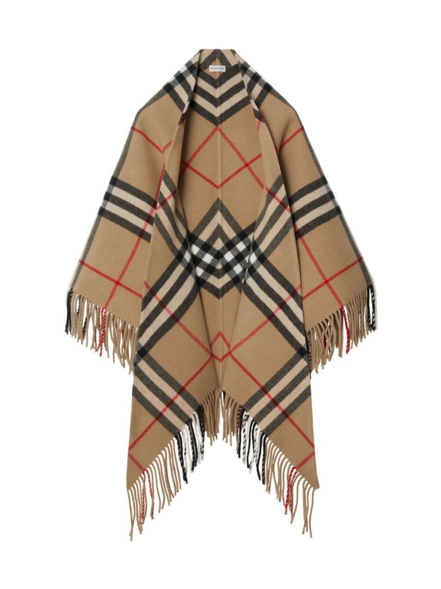 Fringed Check Wool Cape | Saks Fifth Avenue