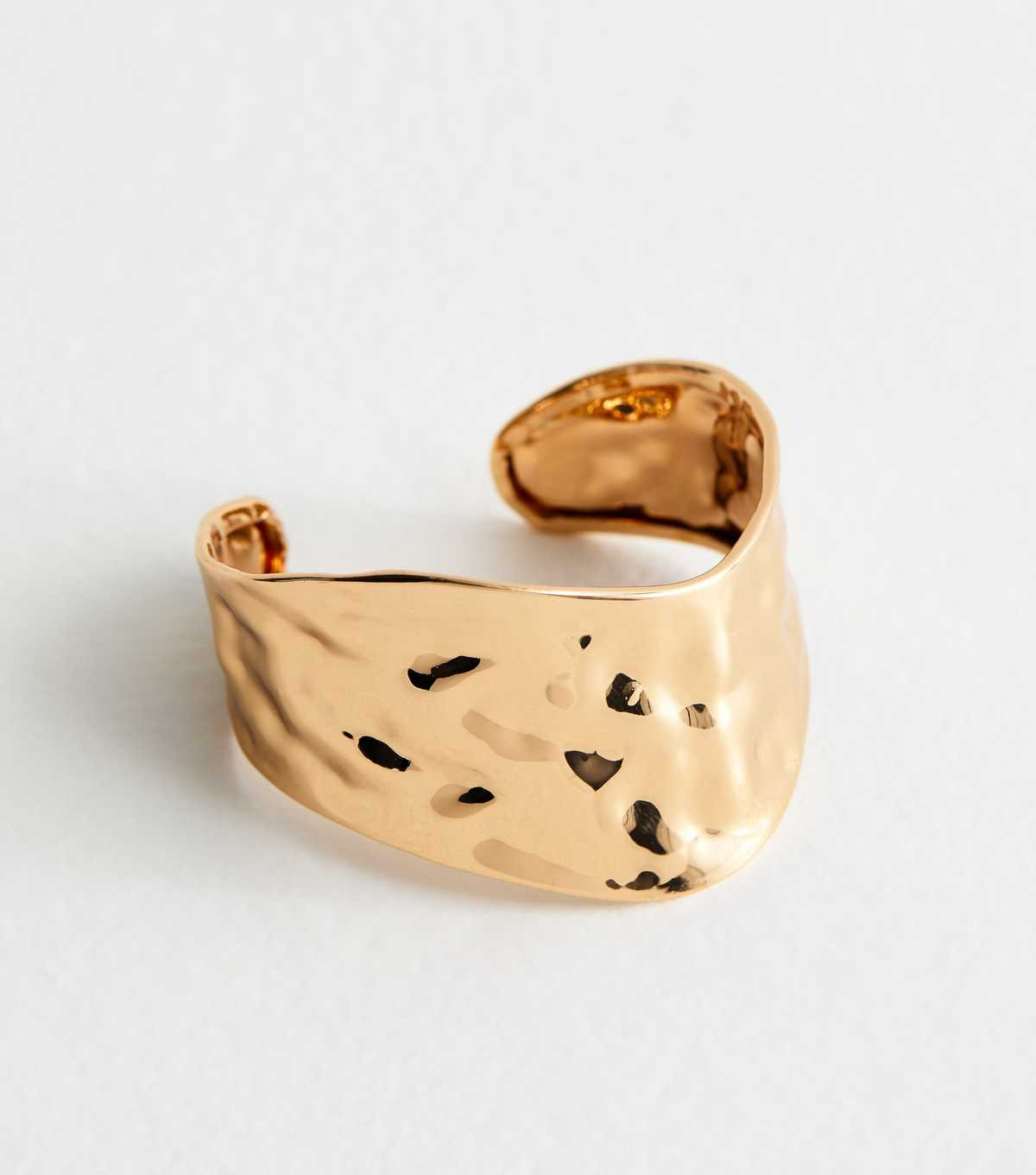 Gold Tone Hammered Curved Cuff | New Look | New Look (UK)