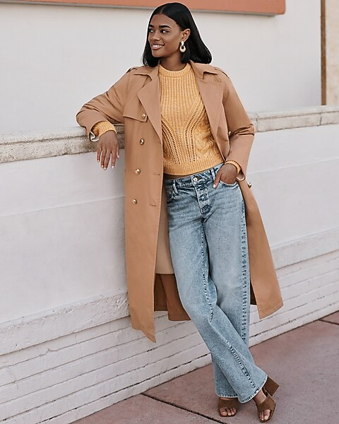 Nylon Sherpa-lined Novelty Button Belted Trench Coat | Express