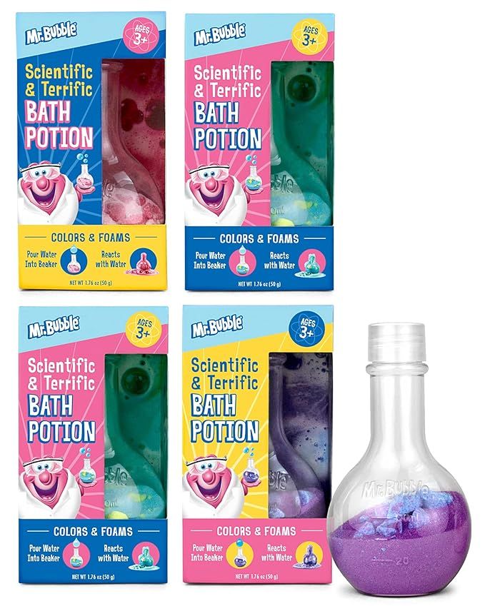 Mr. Bubble Kids Bath Bomb Potions - Colorful Fizzy Fun - Cool Foam and Bubble Science Beaker for ... | Amazon (US)