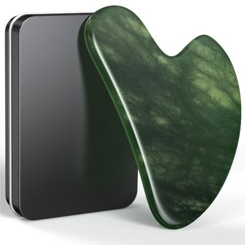 Gua Sha Facial Tools, Natural Jade Stone Guasha Tool for Face Acupuncture Therapy Trigger Point Treatment, Gua Sha Scraping Massage Tool (Green) | Amazon (US)