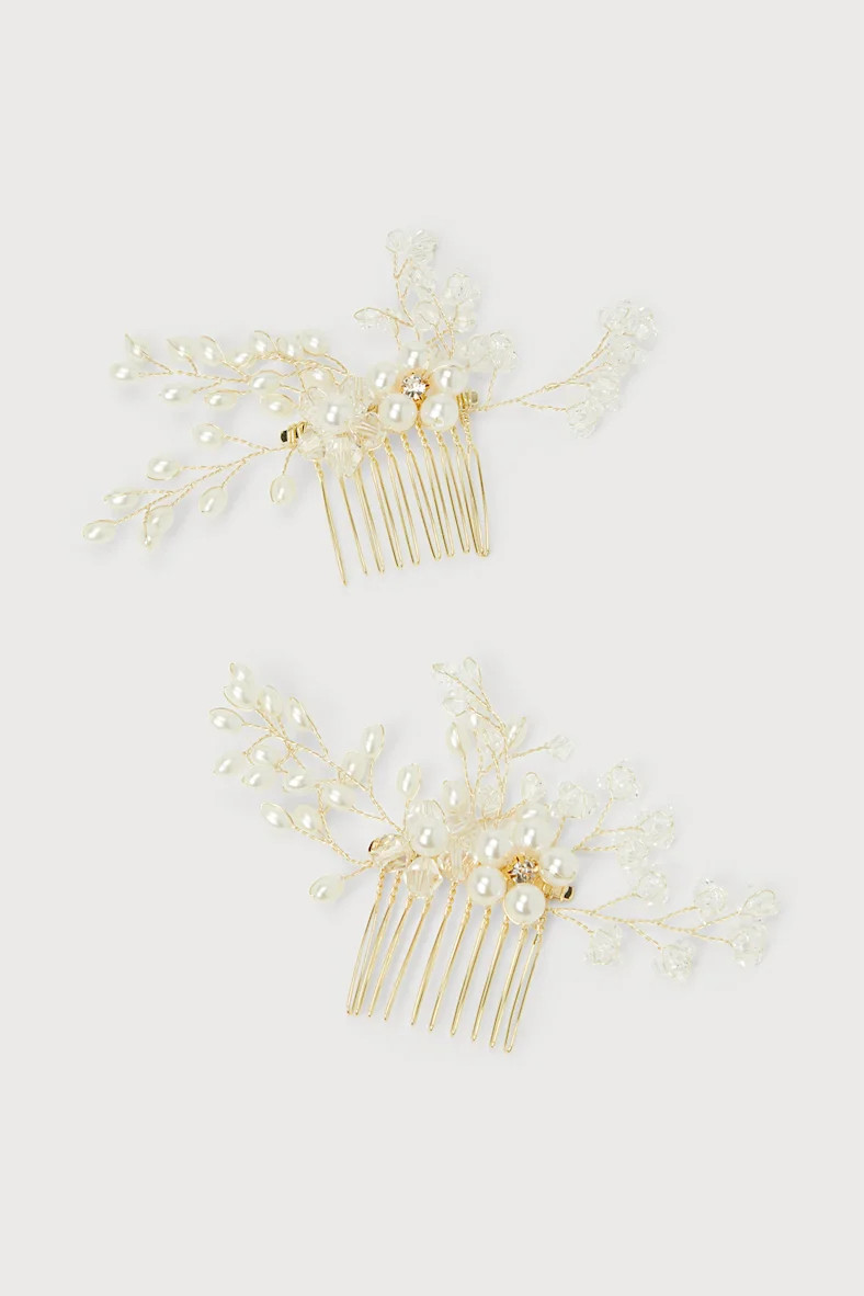 Poised Promise Gold Beaded Pearl Floral Hair Comb Set | Lulus (US)