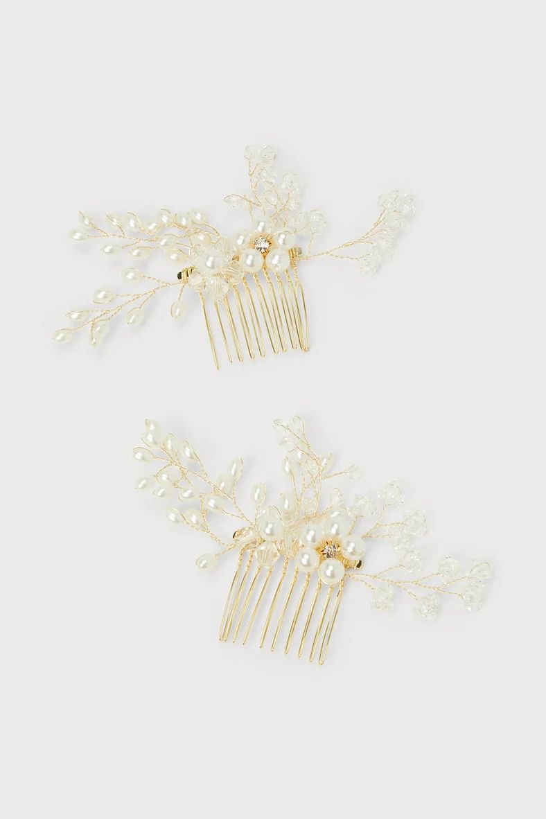 Poised Promise Gold Beaded Pearl Floral Hair Comb Set | Lulus (US)