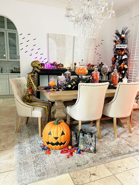 Halloween home decor. Halloween tree. Dining room table. Dining room chairs. Dining room furniture 

#LTKhome #LTKfamily #LTKHalloween