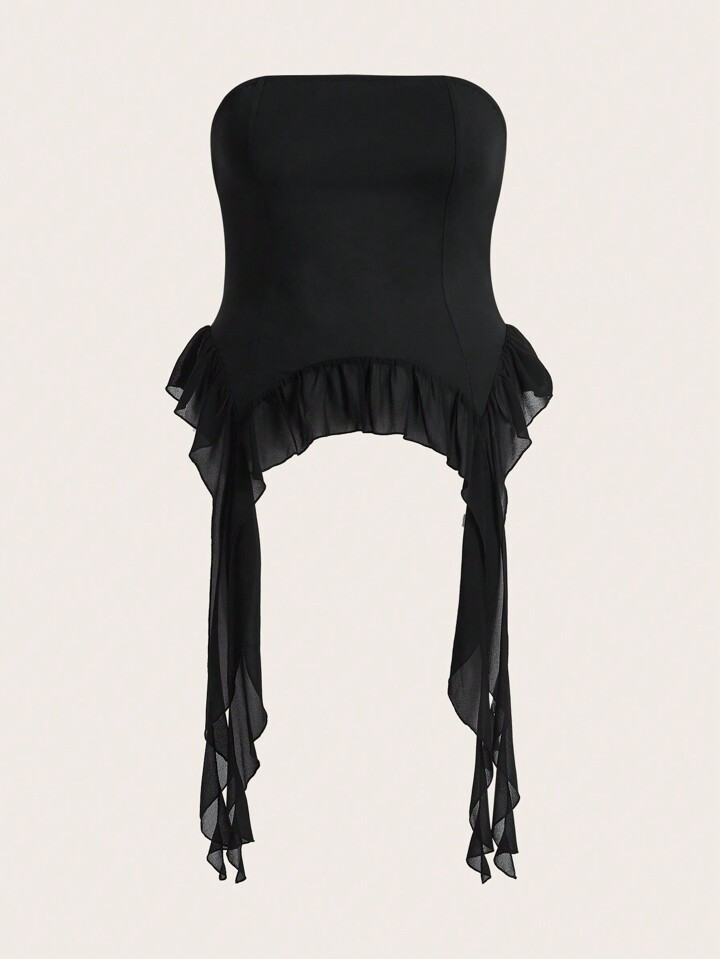 SHEIN ICON Plus Asymmetrical Ruffle Hem Tube Top | SHEIN