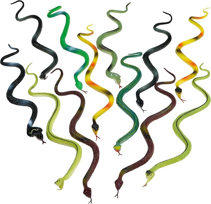 Rubber Toy Snakes - 12-Pack - 14 Inches - Assorted Lifelike Fake Plastic Toy Snake, Realistic Ser... | Amazon (US)