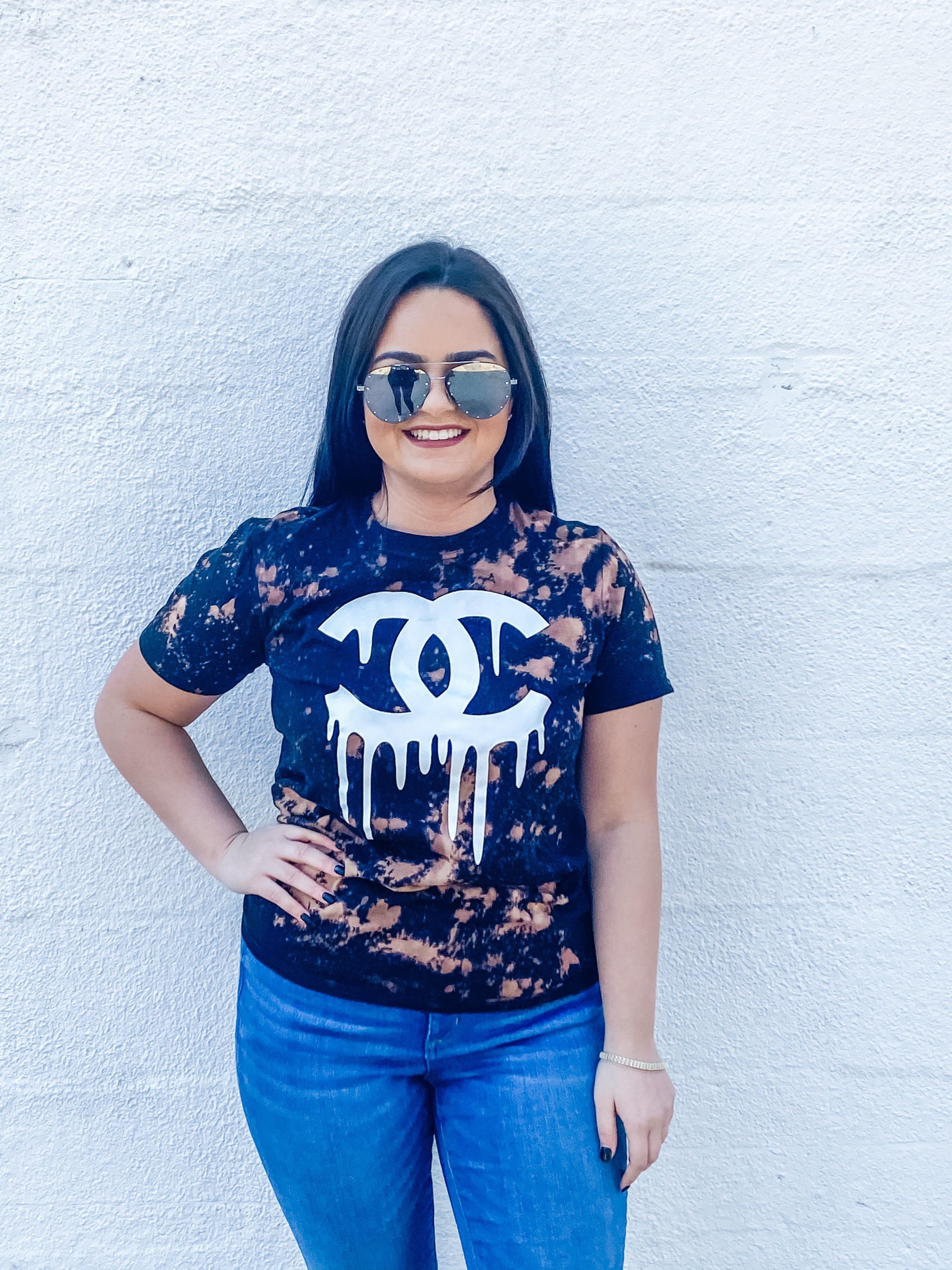 BLACK ACID TSHIRT DRIPPING CC | Linnys Boutique