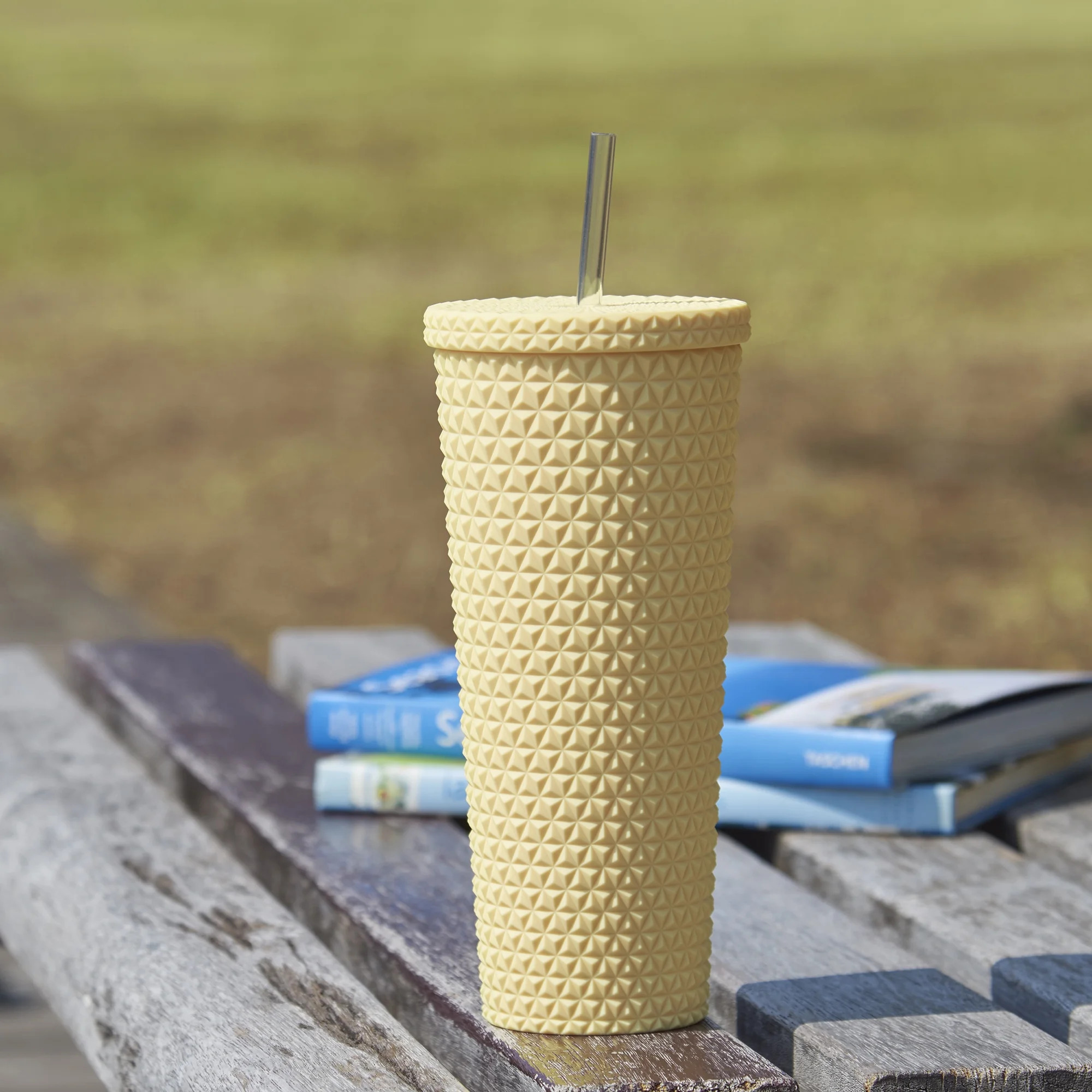 Mainstays Back to College 26 oz Double Wall AS Plastic Textured Tumbler, Yellow | Walmart (US)