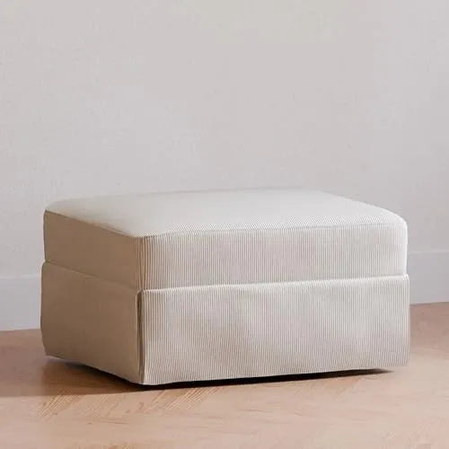 Crawford Gliding Ottoman in Fog Chatham Stripe Performance Eco-Weave | REBEL (formerly Rebelstork)