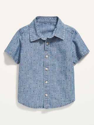 Printed Chambray Short-Sleeve Shirt for Toddler Boys | Old Navy (US)