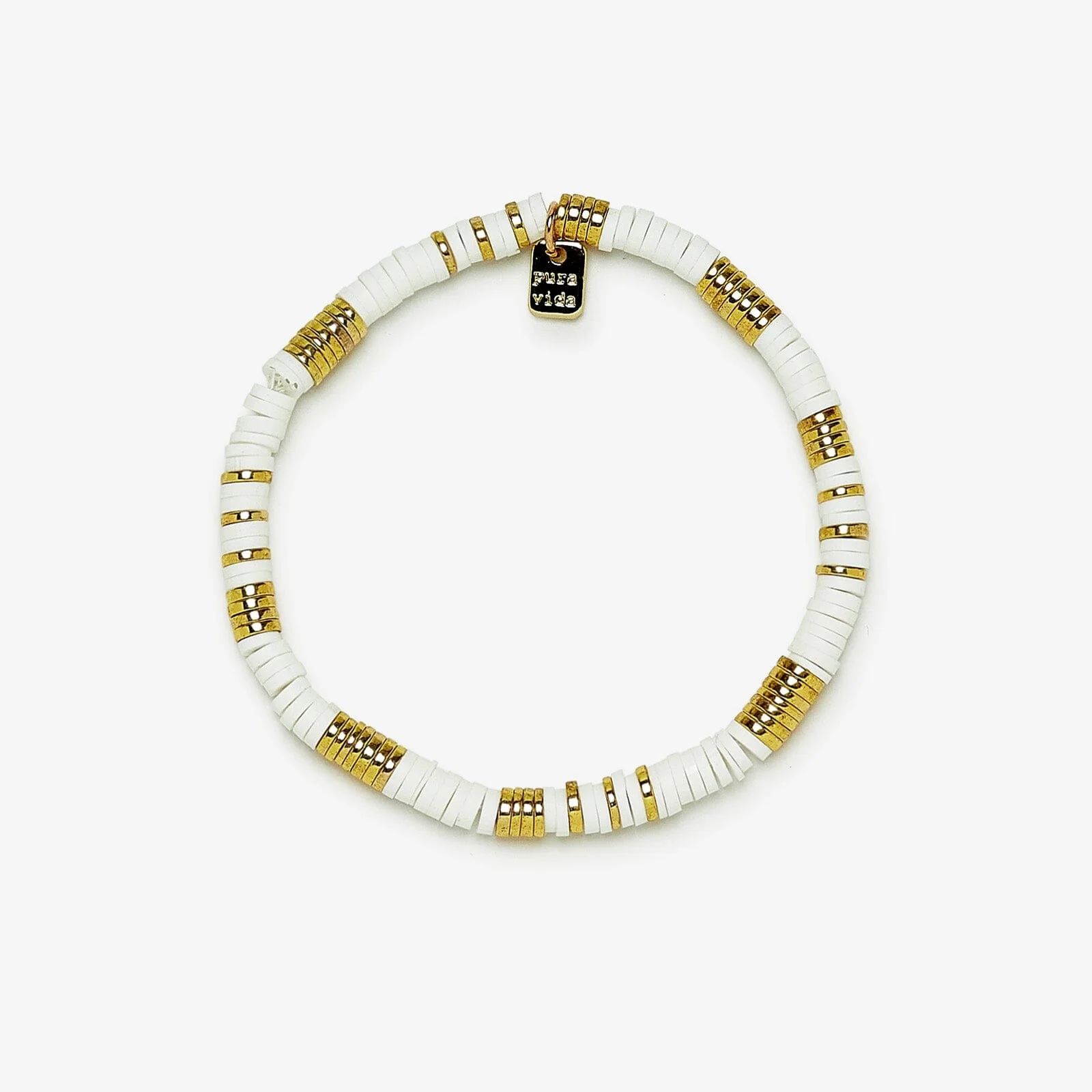 Gold & White Pisa Stretch Bracelet | Pura Vida Bracelets