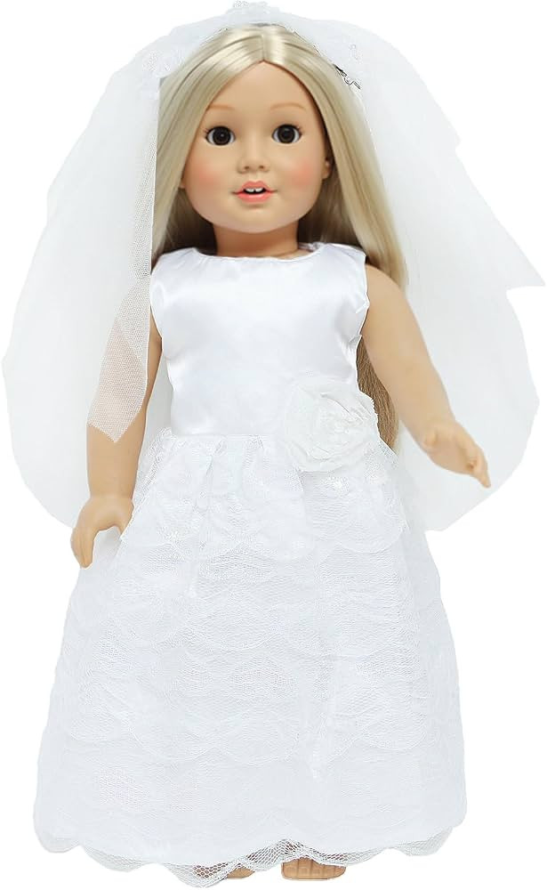 18 Inch Doll Wedding Dress Fashion Set, Bride Doll Wedding Gown with Veil for American 18 Inch Gi... | Amazon (US)