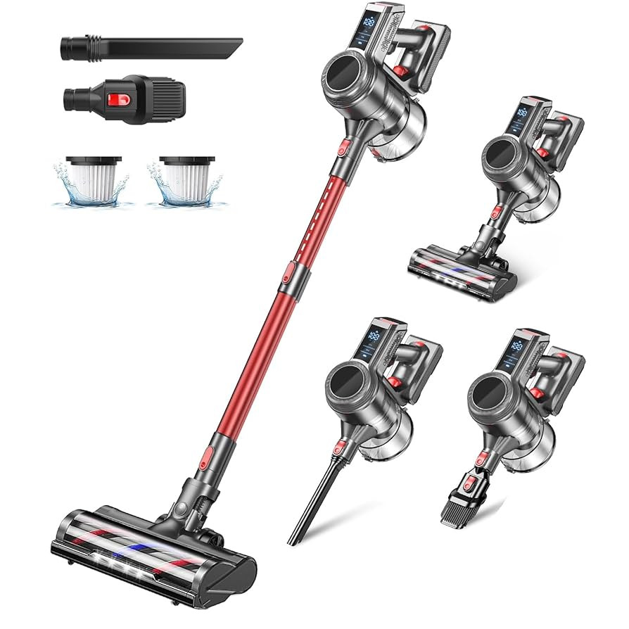 Cordless Vacuum Cleaner, 45Kpa Powerful Stick Vacuum with 50Mins Runtime, LED Display Vacuum with... | Amazon (US)