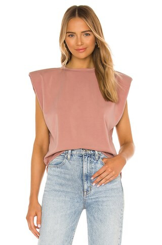 Parentezi Scuba Muscle Shoulder Pad Top in Mellow Rose from Revolve.com | Revolve Clothing (Global)