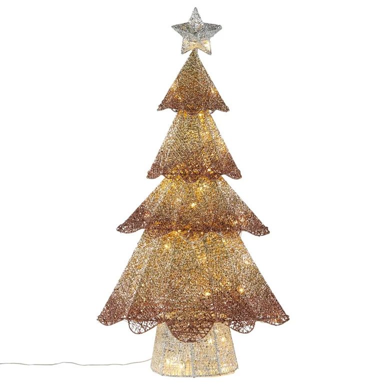 Brylanehome Christmas Champagne Mesh Glitter Trees, Small - Walmart.com | Walmart (US)