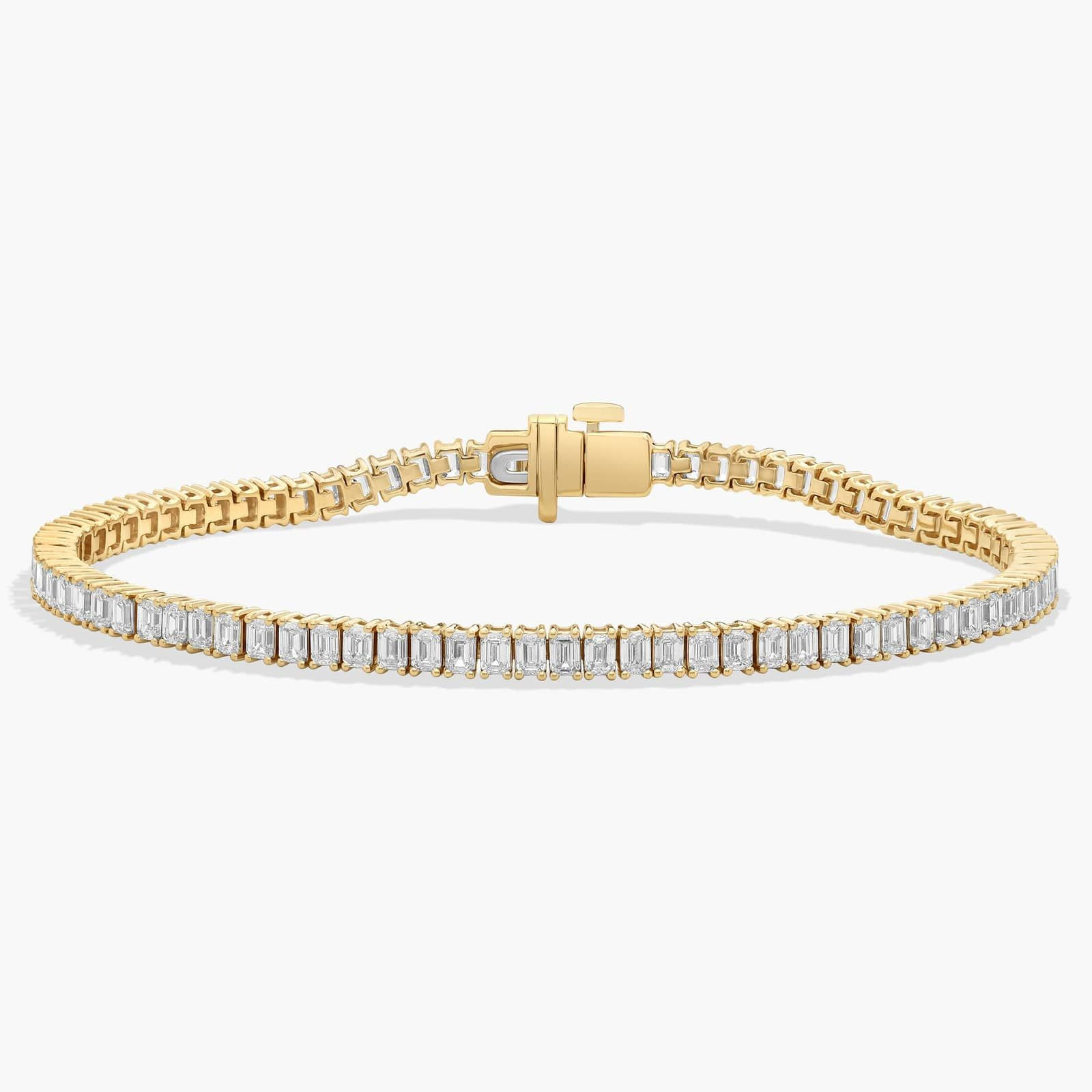 7 " Emerald Cut Lab Grown Diamond Tennis Bracelet In 14K Yellow Gold (5 Ct. tw. - F-G / VS2-SI1) | Blue Nile