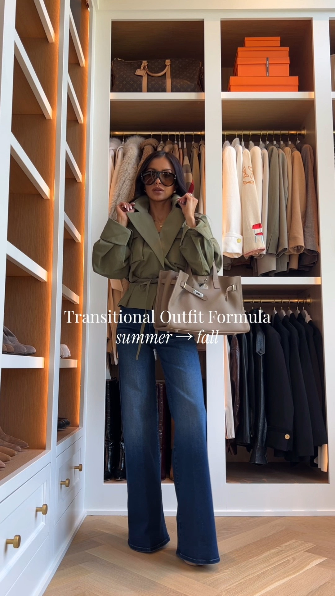 Transitional fall outfit idea
Mother the hustler denim (last days to save in the Nordstrom anniversary sale) wearing a size 23
REVOLVE olive green cropped trench wearing a size XS
Amazon hermes inspired handbag

#LTKgrwm #LTKSeasonal #LTKOver40