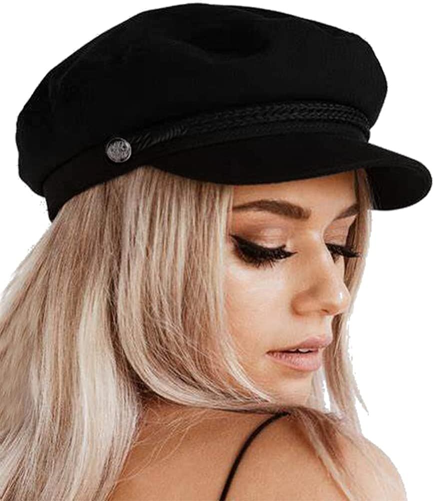 Womens Newsboy Cap Wool Winter Hats Baker Boy Hats Adjustable for Ladies | Amazon (US)