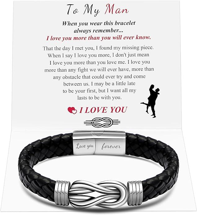 JoycuFF Brown Braided Leather Bracelets for Man Gifts for Dad Boyfriend Husband Son Grandson Brot... | Amazon (US)