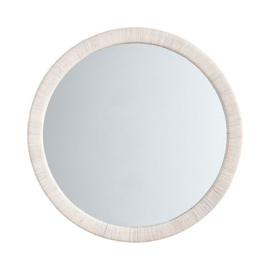 Whitewash Coastal Rattan Round Mirror (30") | Pottery Barn Teen