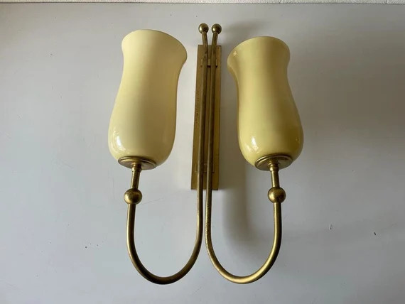 Art Deco Glass & Brass Large Cinema Sconce 1940s - Etsy | Etsy (US)