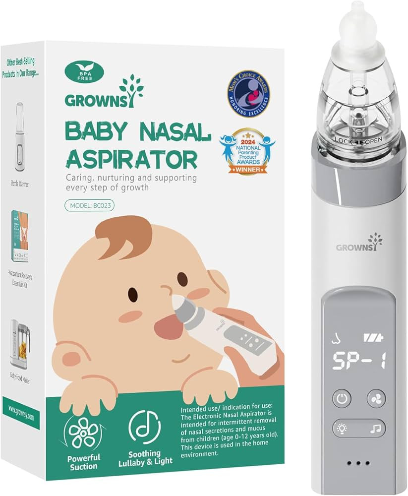 GROWNSY Nasal Aspirator for Baby, Baby Nose Sucker Pro with 3 Soft Silicone Tips, Adjustable Suct... | Amazon (US)