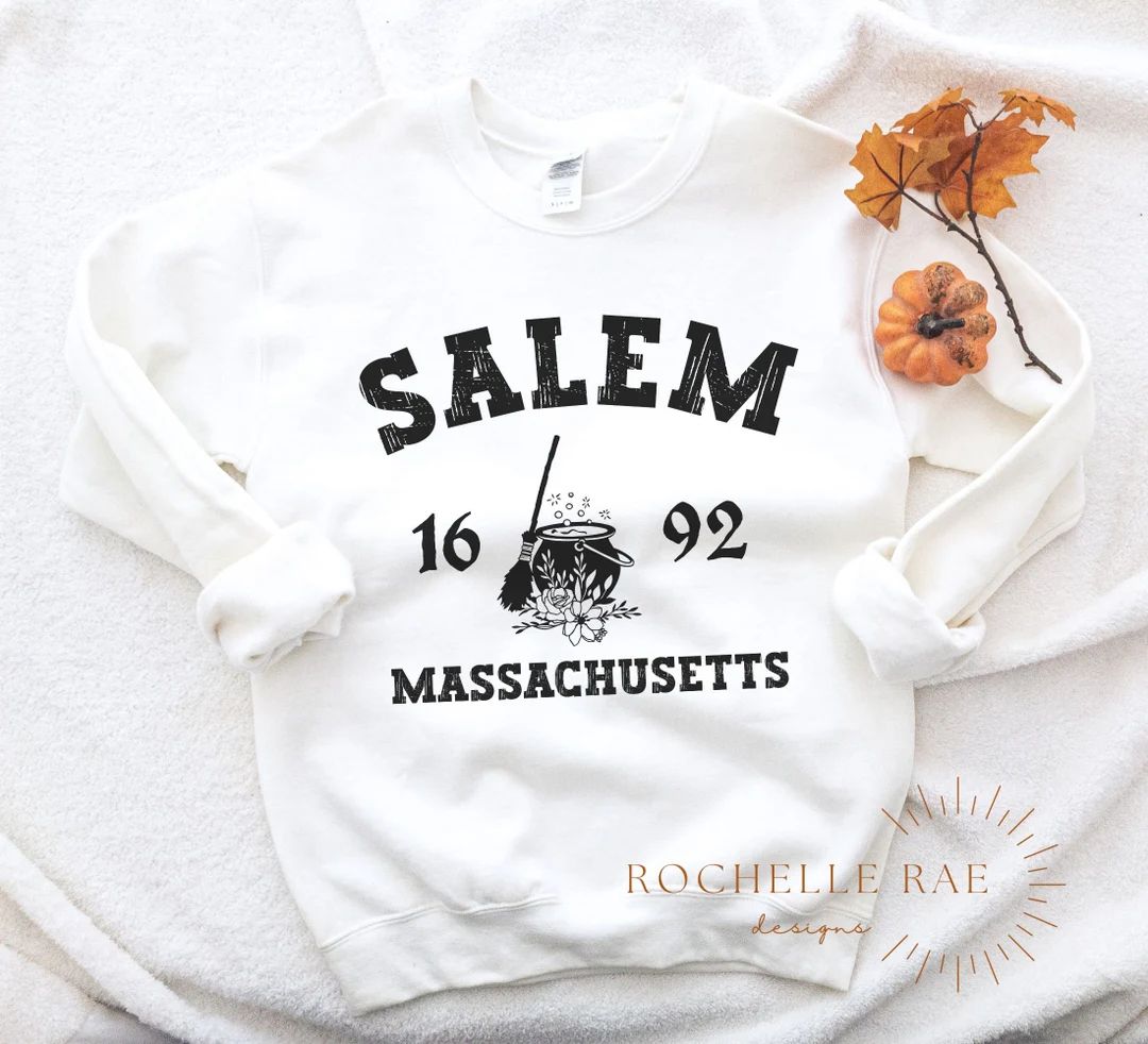 Salem Broom Sweatshirt 1692 Halloween Crewneck Massachusetts - Etsy | Etsy (US)