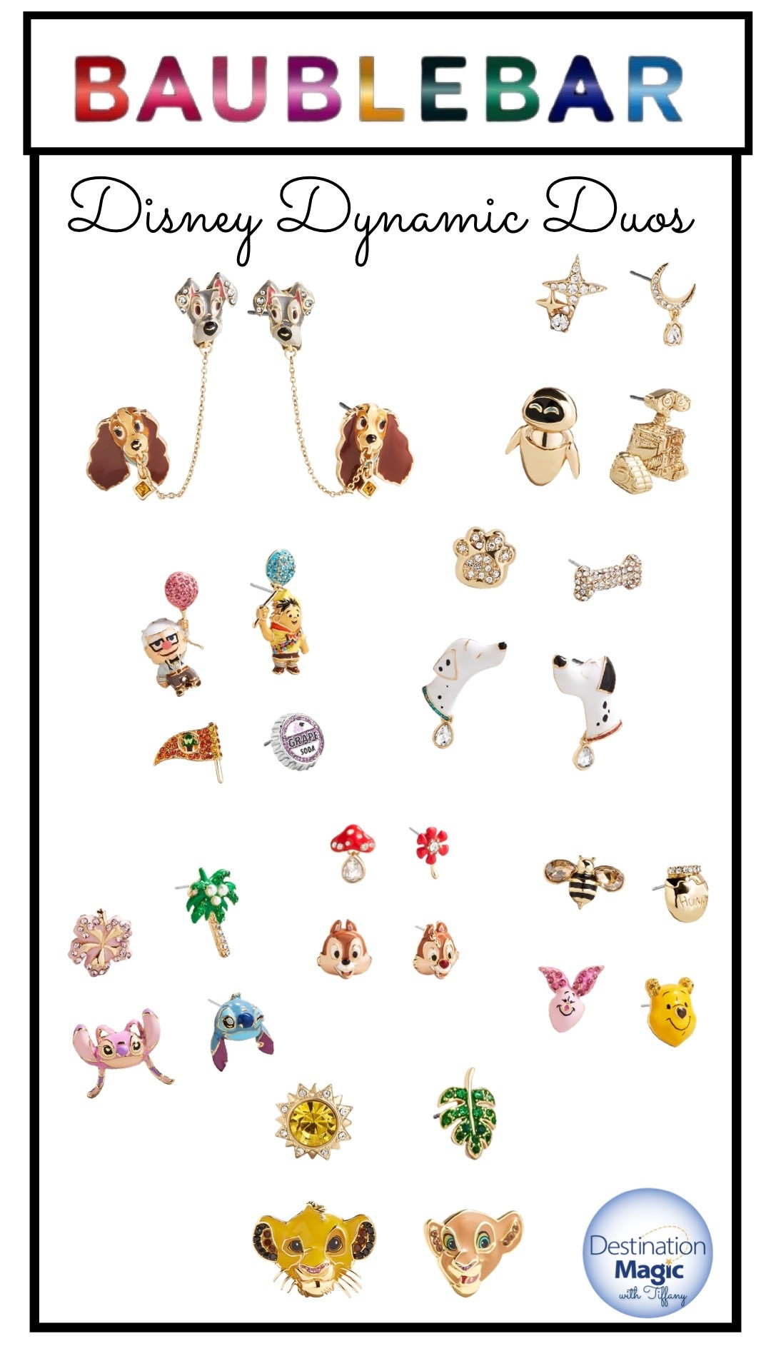 Some friendships are simply iconic. This earring set celebrates sweet relationships through double-piercing earrings that bring the two characters together in a playful, story-inspired way.