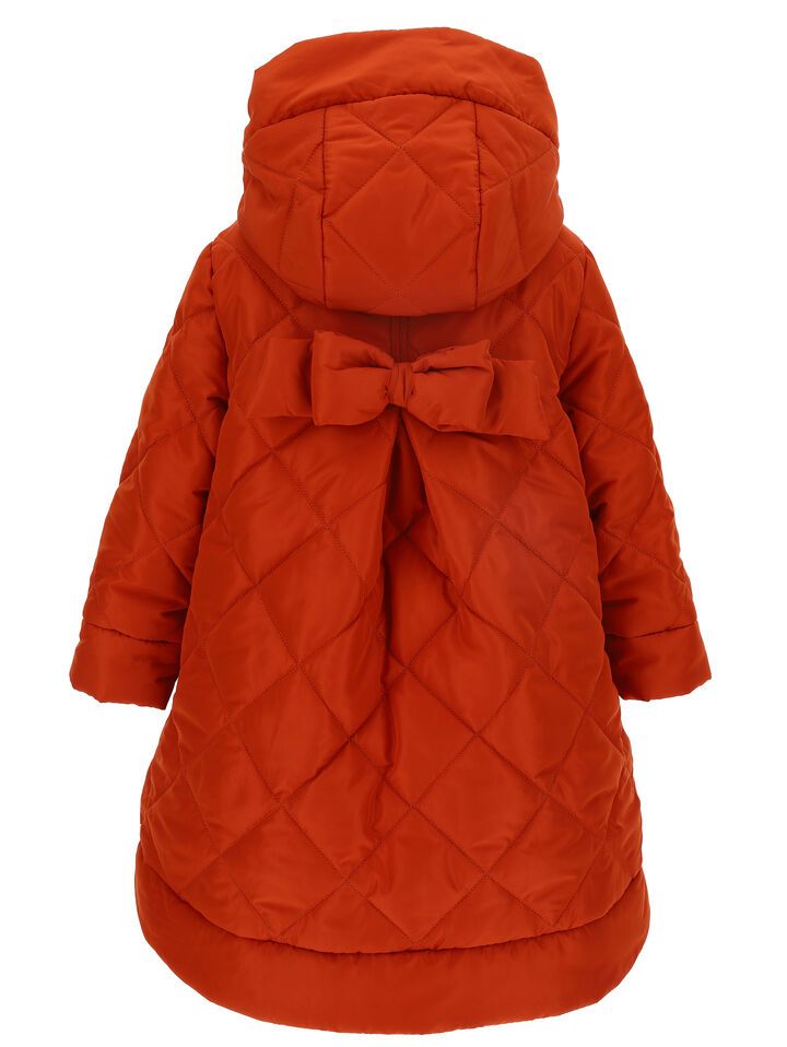 Quilted down jacket with bow | Monnalisa