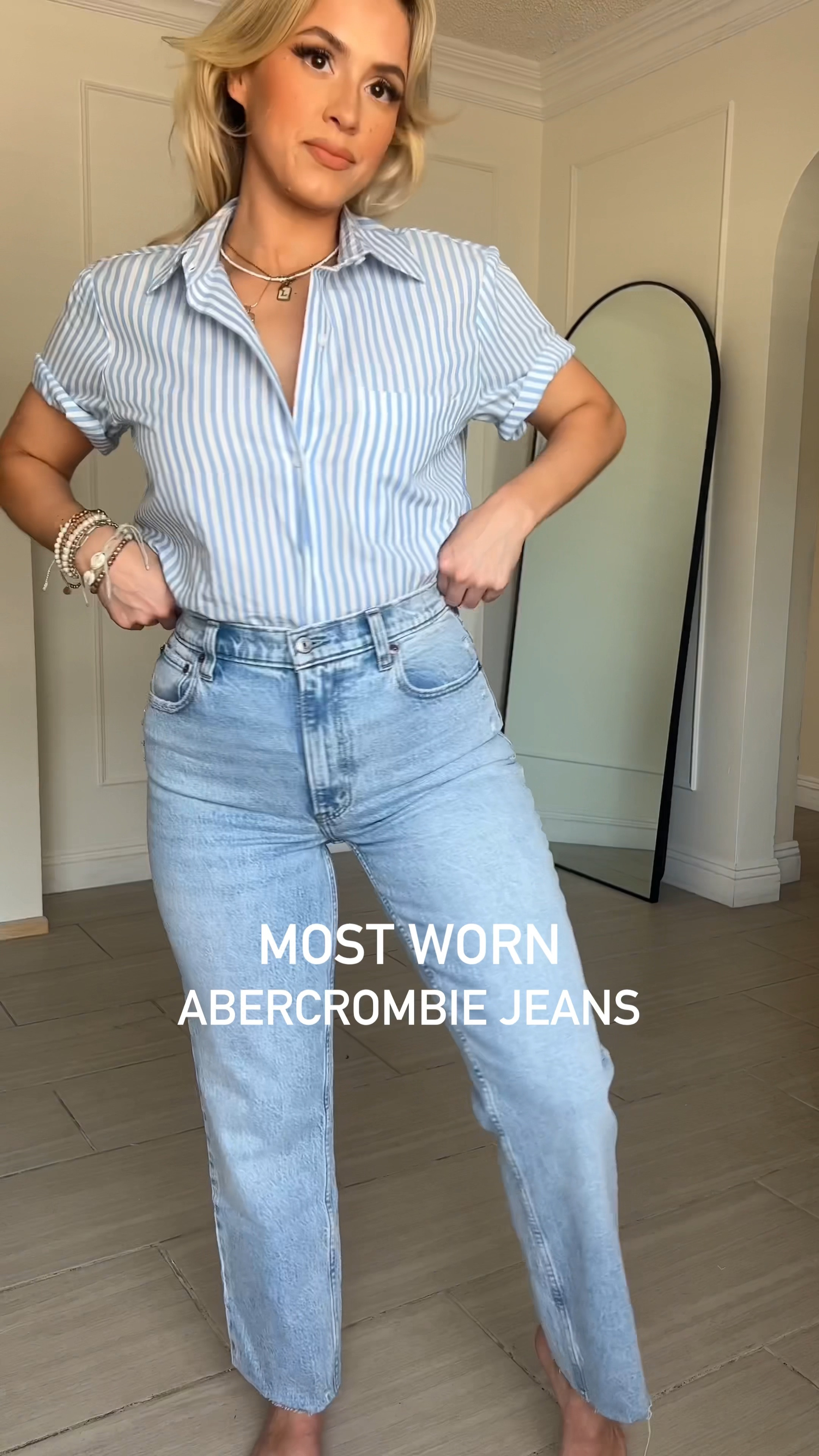 #AbercrombiePartner | Rounding up my favorite @Abercrombie jeans & pants 🙌🏼 USE CODE HOLIDAYRUSH

◾️ The first 4 jeans are the same style -- ULTRA HIGH RISE 90s STRAIGHT JEANS in the following washes (from 1st to last): 
LIGHT | BLACK | MEDIUM | SATURATED BLACK

- I wear them in the size 27R (I cut them myself to ankle length). 

◾️ the 2nd style (with the black sleeveless mock neck) are the HIGH RISE 90S RELAXED JEAN in the color DARK in the size 27R. 

◾️last pair is the BARREL JEANS in size 29R for an oversized fit. 

💥 if you have a bigger booty, and you need more stretch, opt for the CURVE LOVE JEANS (linked) as they have much more stretch than the ultra high-rise. The classic styles still have stretch but are a little more stiff and rigid. CURVE LOVE has Same washes as ultra high rise, same design features (straight leg & high rise) except MORE STRETCH NO WAIST GAP! 
#LTKCyberWeek


#LTKHoliday #LTKFindsUnder100 #LTKSaleAlert